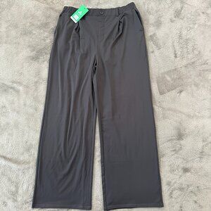 NWT Copyleaf Pleated Wide Leg Pull On Yoga Pants Women's XL Gray
